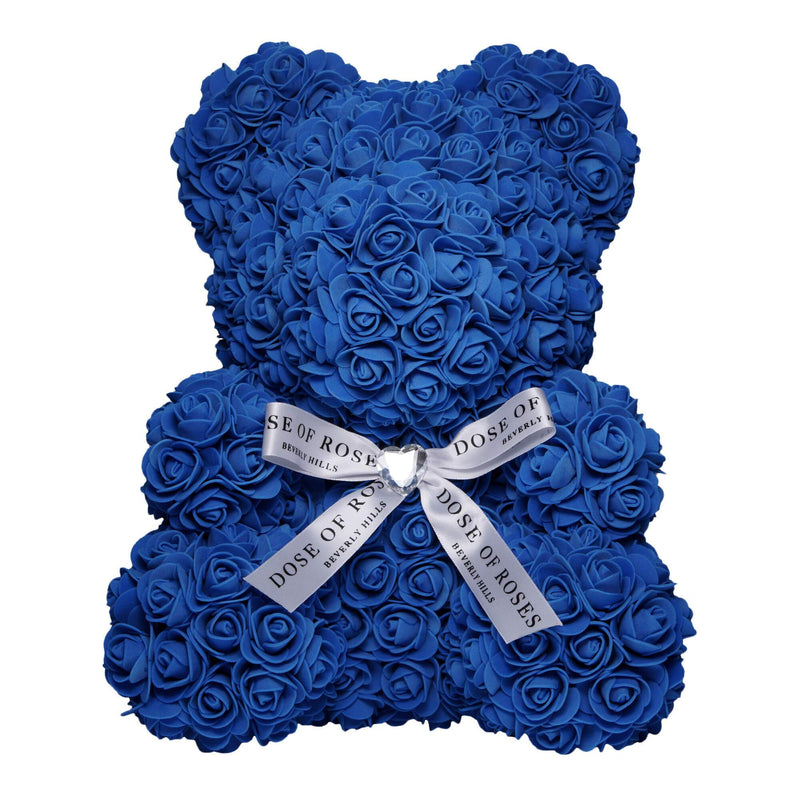 Medium Royal Blue Rose Bear