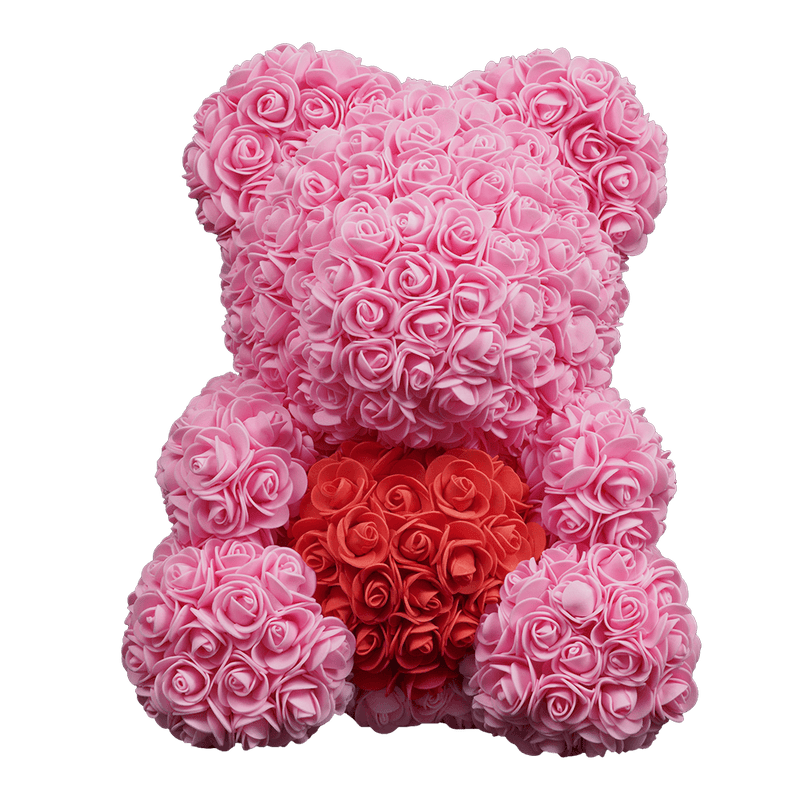 Pink Love Heart Rose Bear